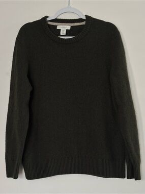 Aspen Men's Crewneck Sweater in Dark Olive Lambswool - size US XL